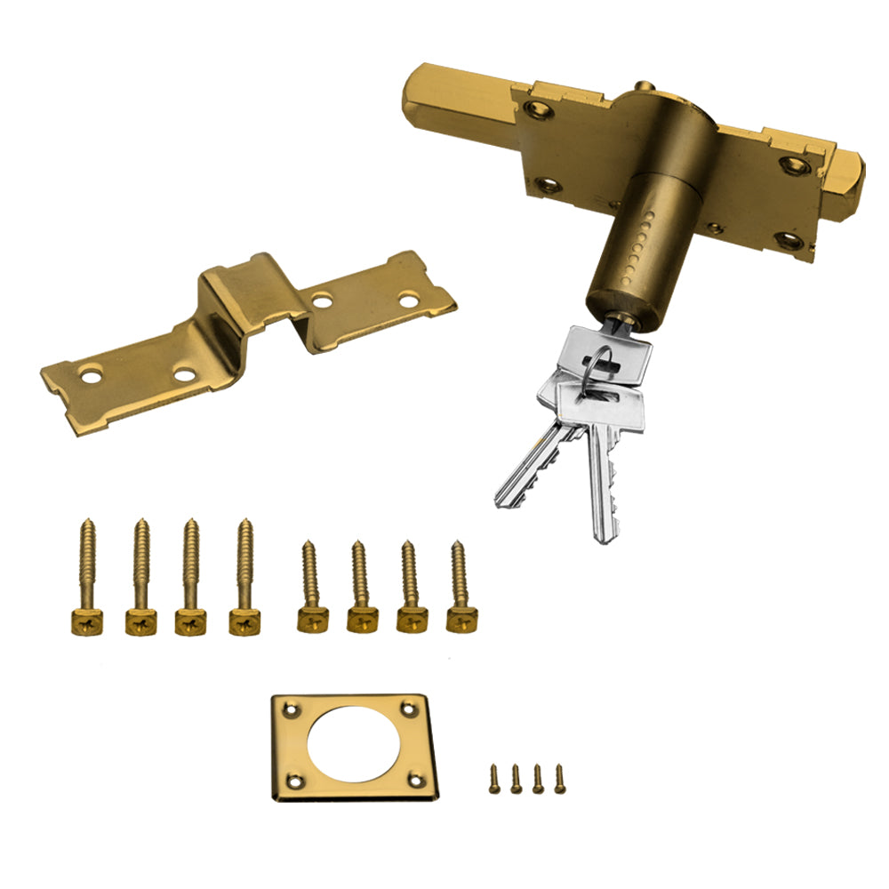 Golden Unilateral 50mm Long Throw Gate Lock 3 Keys Garden Locking