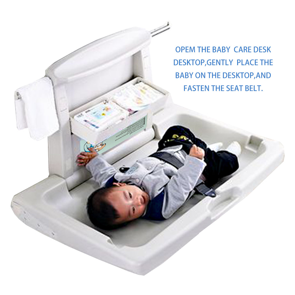 Baby Changing Table Unit Wall Mounted Fold Down Horizontal for Commercial and Home