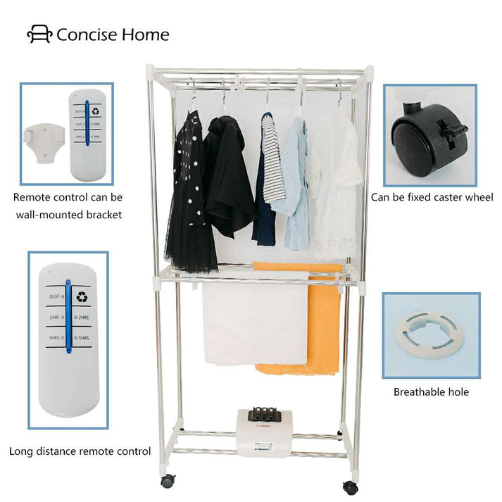 Concise Home Remote Control Electric Clothes Dryer 1000W Large Capacity